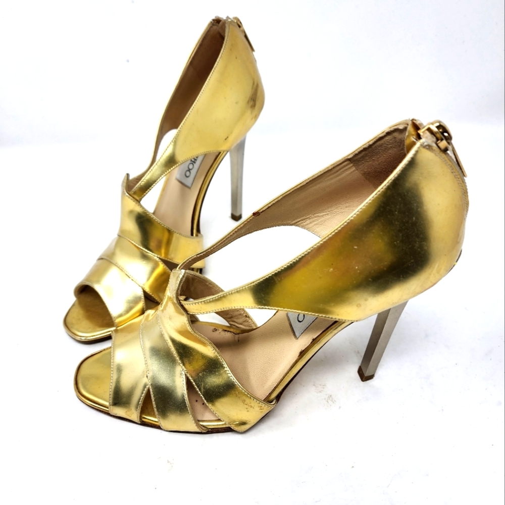 Jimmy Choo Gold Leather Pumps